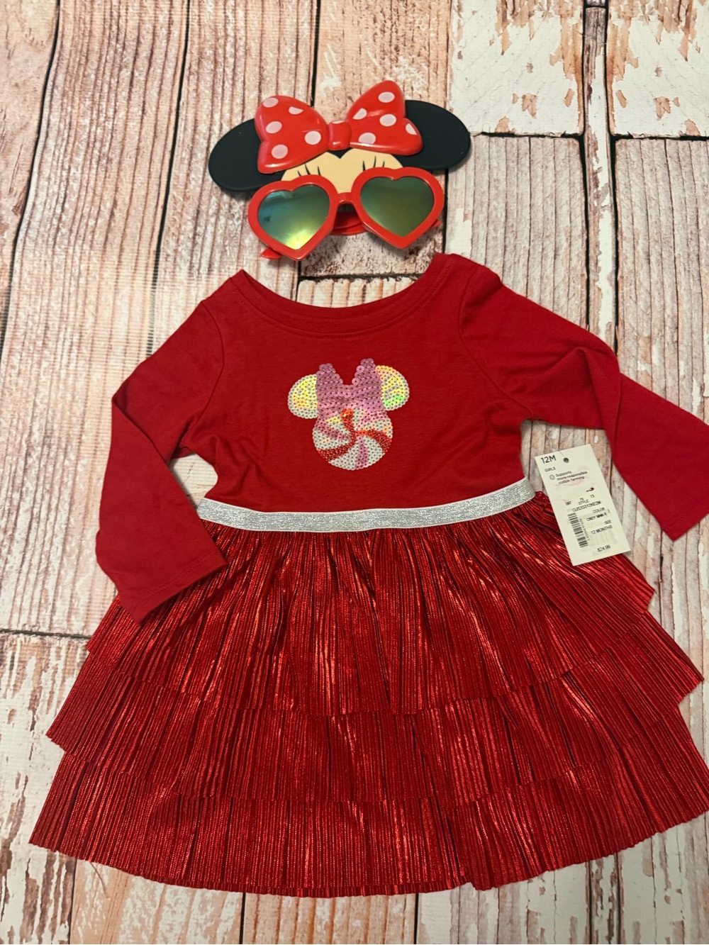 LittleGirls' Minnie Tulle Tiered Dress with Candy Patch - 12 months